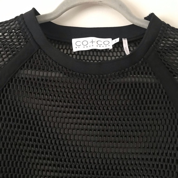 CO+CO By Coco Rocha Black Mesh Cropped Boxy Top - Picture 4 of 7